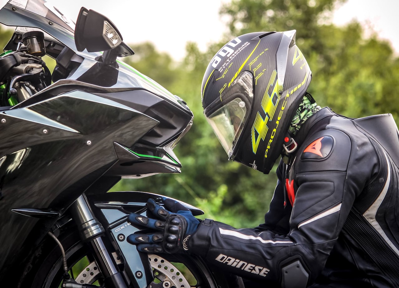 Motorcycle at a charging point