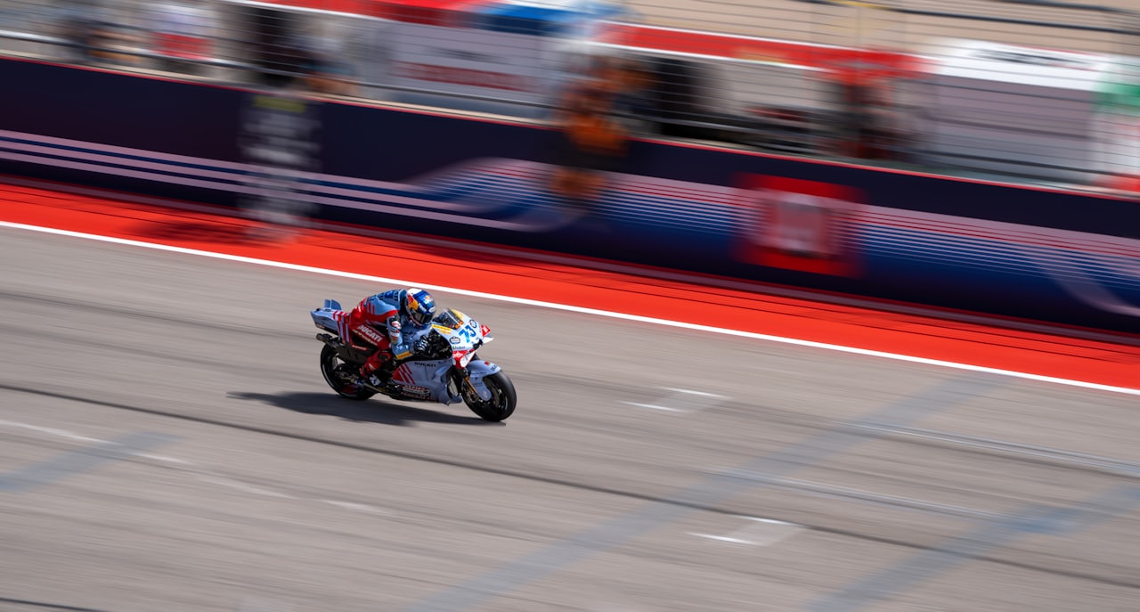 Road racing motorcycle at speed