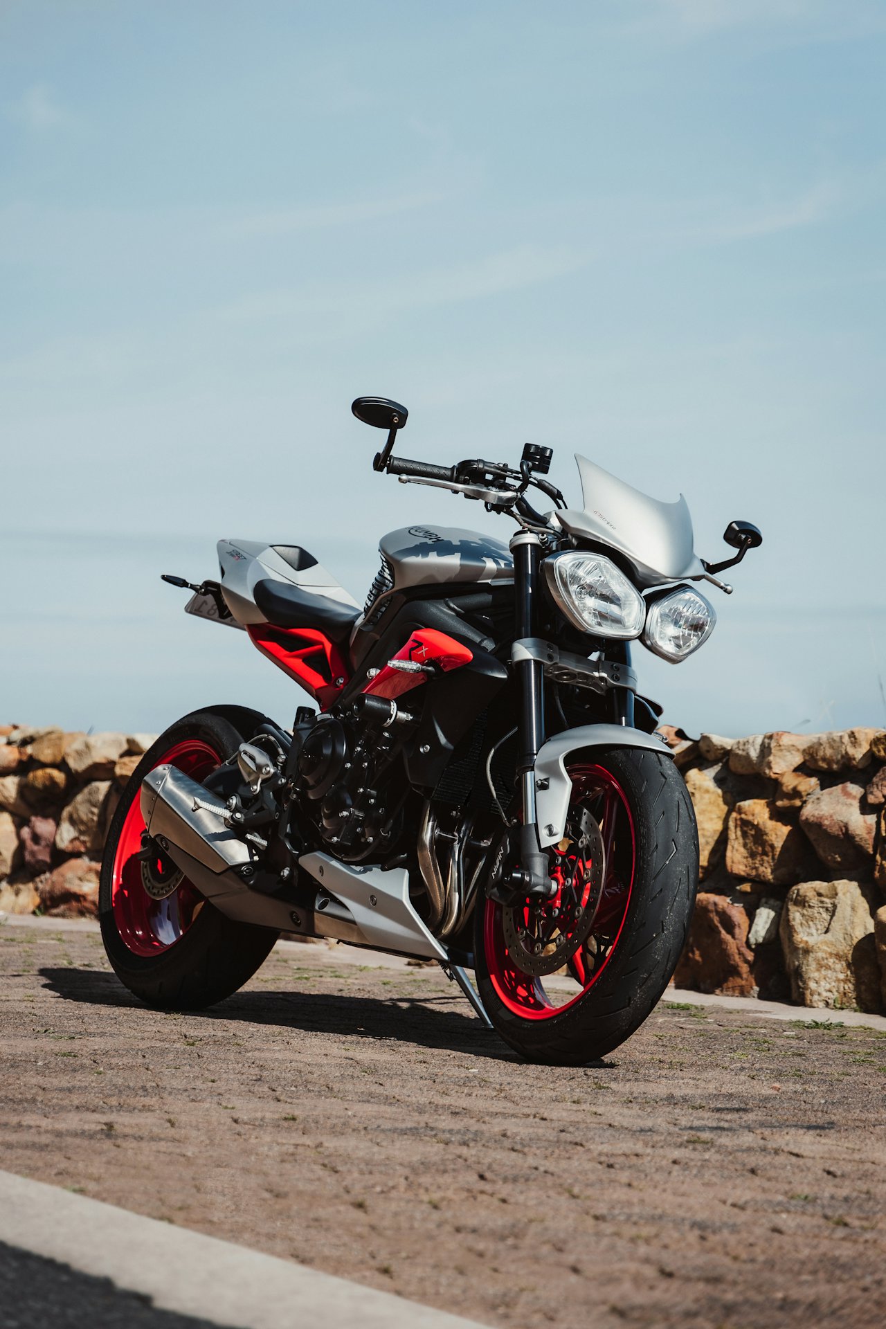 Electric motorcycle in an urban setting